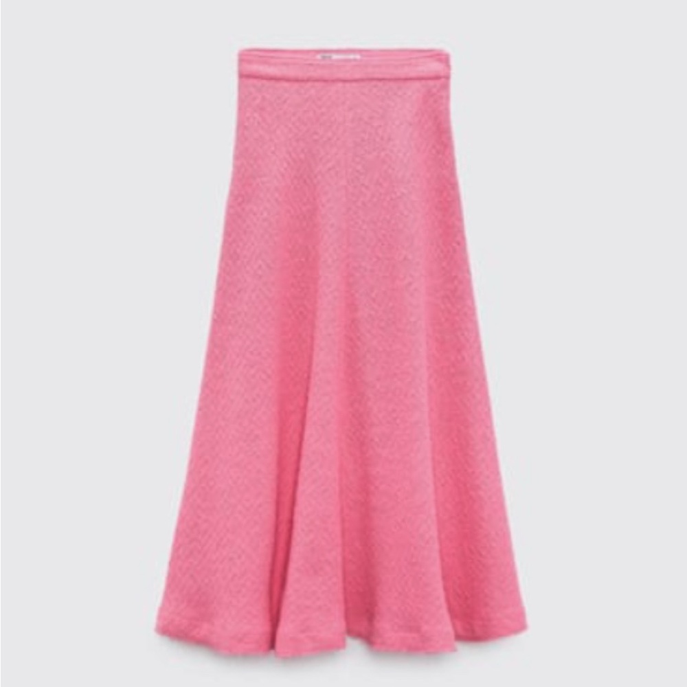 Zara Textured Pink A-Line Skirt NWT